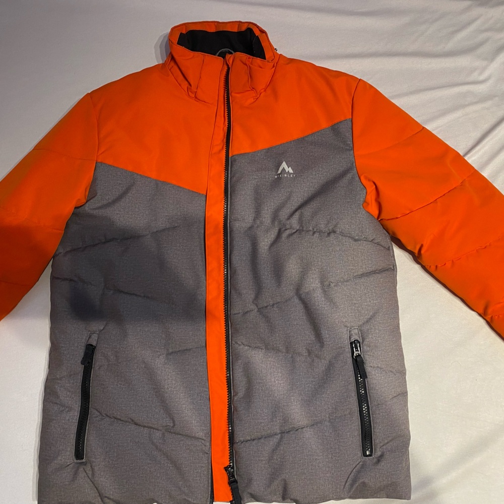 Orange and Gray Puffer Jacket